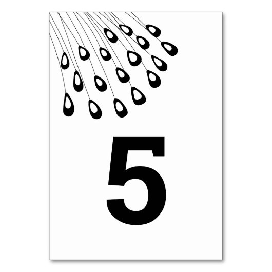 Gestileerde Pauw Moderne Trouwtafel Nummerkaarten Kaart (Voorkant)