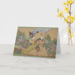 Gestileerde pauwen in bloementuin kaart