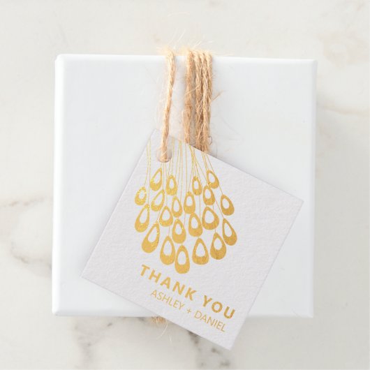 Gestileerde pauwenveer Moderne bruiloft gouden fol Bedankjes Labels (Met doos)