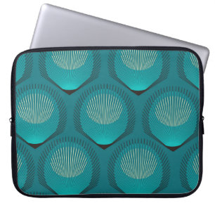 Gestileerde pauwenveren Blauwe Tegel Laptop Sleeve