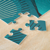 Gestileerde pauwenveren Blauwe Tegel Legpuzzel (Zijkant)