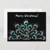 Gestileerde pauwenveren feestdagenkaart (Voorkant / Achterkant)