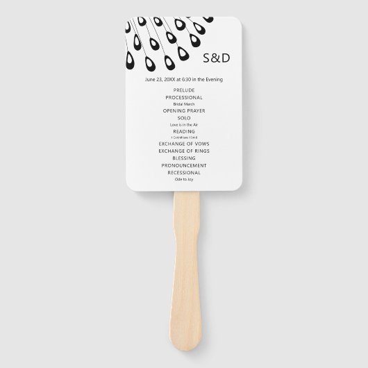 Gestileerde Pauwveer Huwelijksprogramma Waier Handwaaier (Voorkant)