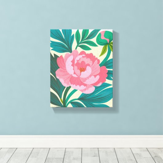 Gestileerde Peony Blossom Art Print (Insitu (Houten vloer))
