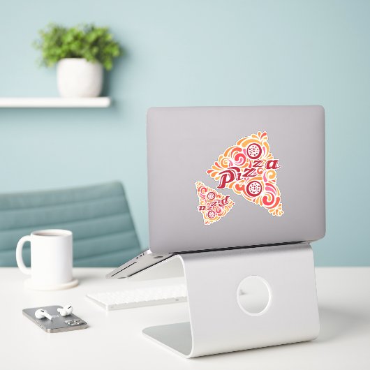 gestileerde pizza sticker (Laptop op bureau)