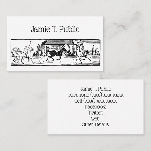  gestileerde pololbaardtekening #3 zwart visitekaartje (Voorkant / Achterkant)