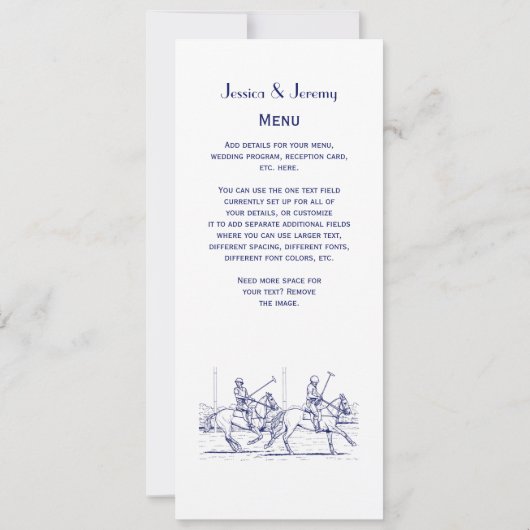 gestileerde polollade Tekening #2 Blauw Menu Kaart (Achterkant)