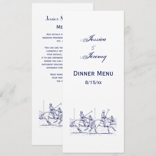 gestileerde polollade Tekening #2 Blauw Menu Kaart (Voorkant / Achterkant)