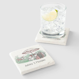 gestileerde polollen passen bij dames die Drawin  Stenen Onderzetter