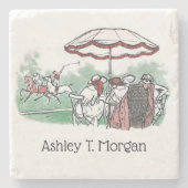  gestileerde polollen passen bij dames die Drawin  Stenen Onderzetter (Voorkant)