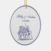  gestileerde polollen tekenen #1 Blauw Keramisch Ornament (Rechts)