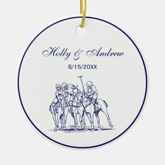  gestileerde polollen tekenen #1 Blauw Keramisch Ornament (Voorkant)