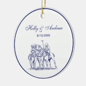  gestileerde polollen tekenen #1 Blauw Keramisch Ornament (Links)