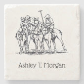  gestileerde polollen tekenen #1 zwart stenen onderzetter (Voorkant)