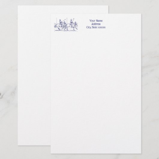 gestileerde polollen tekenen #2 Blauw Briefpapier (Voorkant / Achterkant)