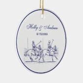  gestileerde polollen tekenen #2 Blauw Keramisch Ornament (Rechts)