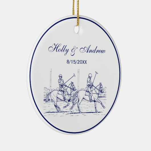  gestileerde polollen tekenen #2 Blauw Keramisch Ornament (Rechts)