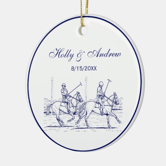  gestileerde polollen tekenen #2 Blauw Keramisch Ornament (Links)