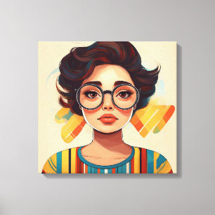Gestileerde portret van een vrouw met grote ronde canvas afdruk