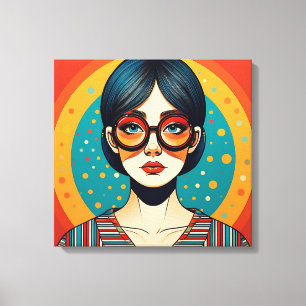 Gestileerde portret van een vrouw met grote ronde canvas afdruk
