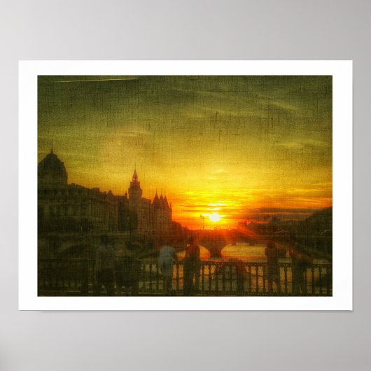 Gestileerde poster van zonsondergang boven de Sein (Voorkant)