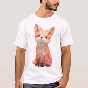 Gestileerde psychedelische kleurrijke vos kunst he t-shirt