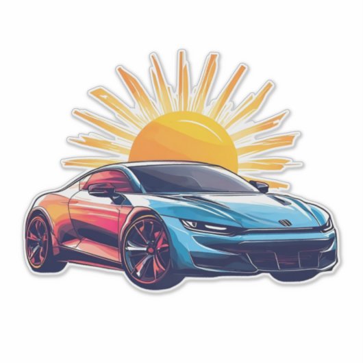 Gestileerde race-auto sticker (Voorkant)