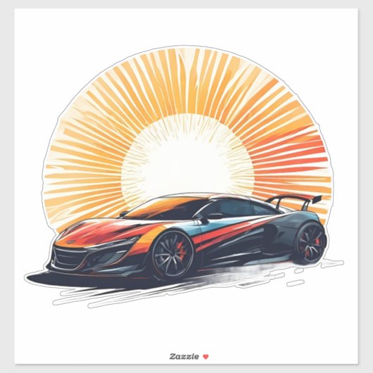 Gestileerde race-auto's sticker (Vel)