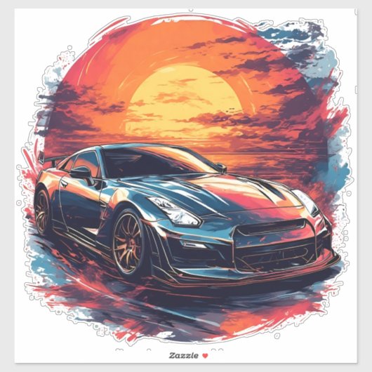 gestileerde racewagen sticker (Vel)