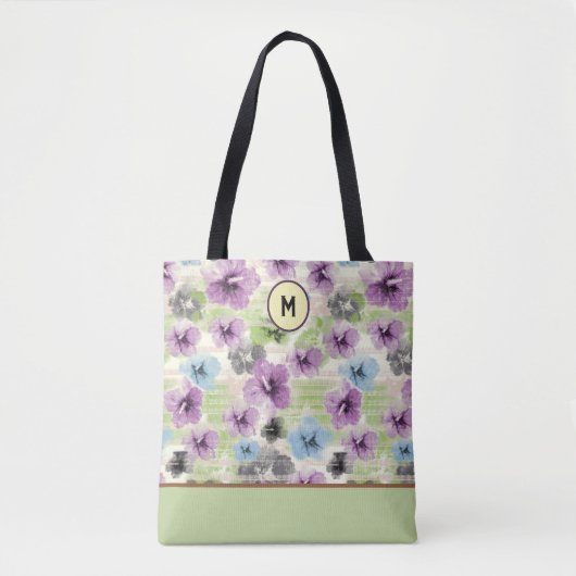 Gestileerde Retro Floral Custom Canvas tas (Voorkant)