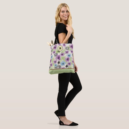 Gestileerde Retro Floral Custom Canvas tas (Op model)