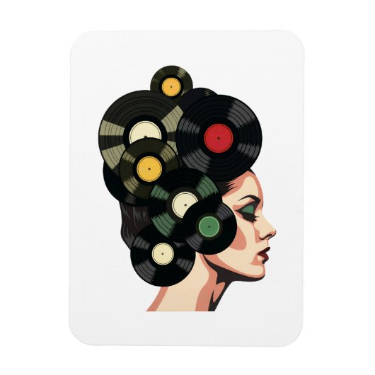 Gestileerde Retro Vinylplaat Poster Kunst Magneet (Verticaal)
