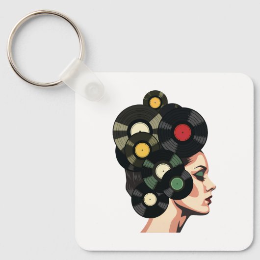 Gestileerde Retro Vinylplaat Poster Kunst Sleutelhanger (Voorkant)