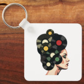 Gestileerde Retro Vinylplaat Poster Kunst Sleutelhanger (Voorkant)