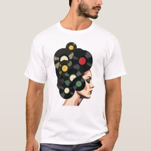Gestileerde Retro Vinylplaat Poster Kunst T-shirt