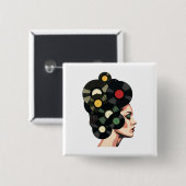 Gestileerde Retro Vinylplaat Poster Kunst Vierkante Button 5,1 Cm (Voorkant /achterkant)