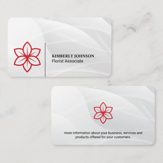 Gestileerde rode bloem Logo Visitekaartje (Voorkant / Achterkant)