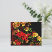 Gestileerde rode en gele bloemen briefkaart (Staand voorkant)