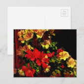 Gestileerde rode en gele bloemen briefkaart (Voorkant / Achterkant)