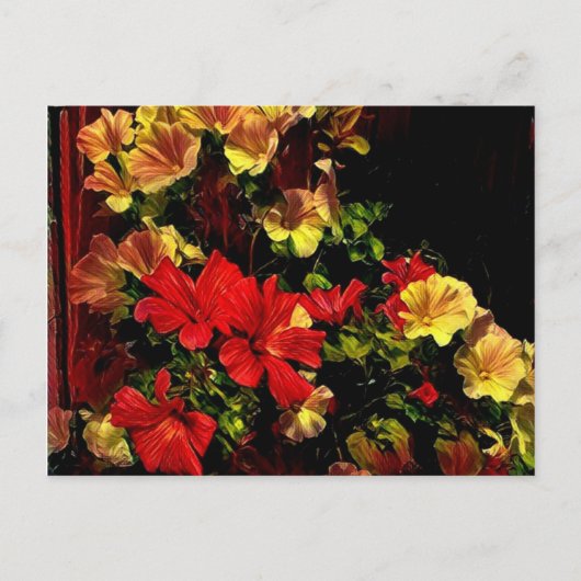 Gestileerde rode en gele bloemen briefkaart (Voorkant)