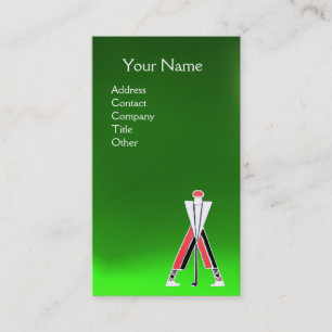 GESTILEERDE RODE GOLFER, GOLF INSTRUCTEUR MONOGRAM VISITEKAARTJE