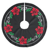 Gestileerde Rode Hibiscus Bloem Kerstkrans Kerstboom Rok (Voorkant)