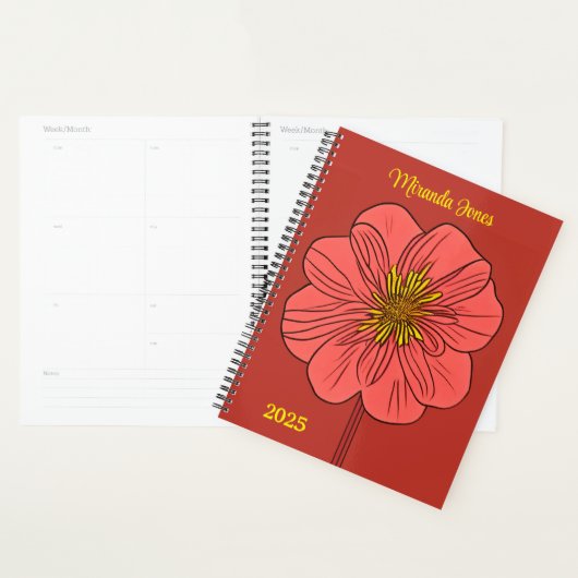 Gestileerde rode klaproos gepersonaliseerd planner (Display)
