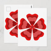 Gestileerde rode retro bloem briefkaart (Voorkant / Achterkant)