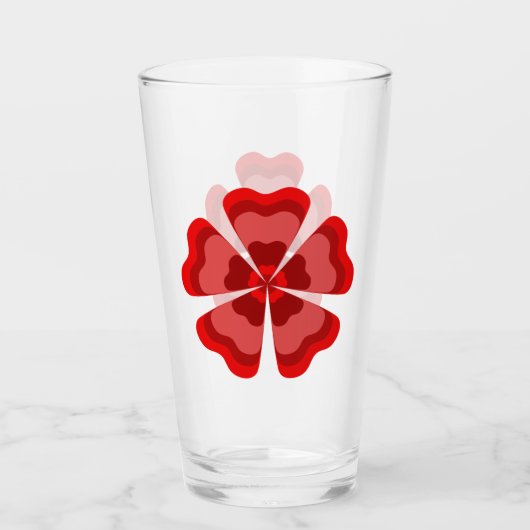 Gestileerde rode retro bloem glas (Voorkant)