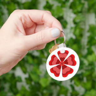 Gestileerde rode retro bloem sleutelhanger