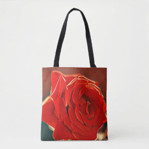 Gestileerde rode roos Canvas tas