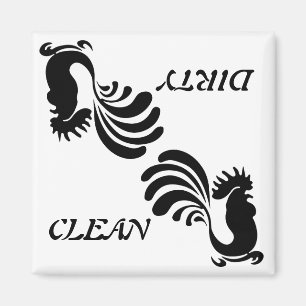 Gestileerde Rooster "Clean/Dirty" Dish Washer Magn Magneet