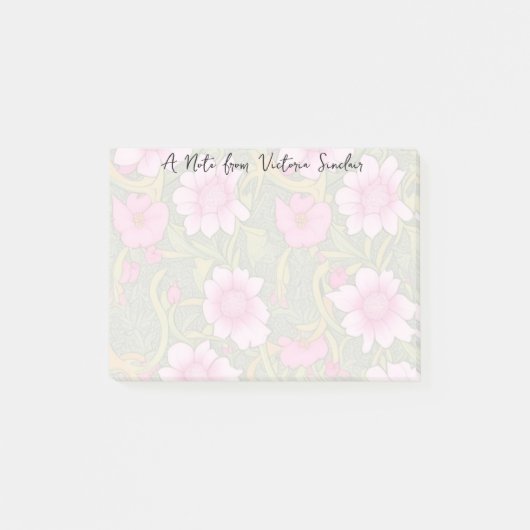Gestileerde roze bloemen groen blad post-it® notes (Voorkant)
