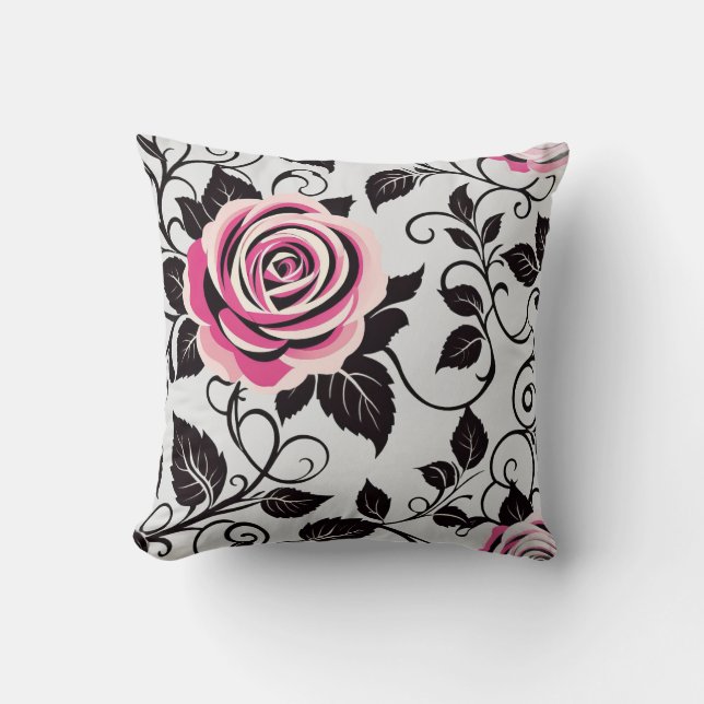 Gestileerde  roze en zwarte rozen kussen (Voorkant)